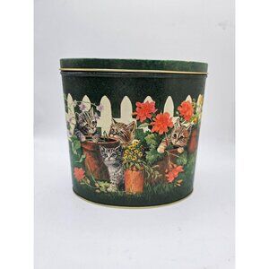 Keller Charles Oval Tin with‎ Kittens and Flower Pots